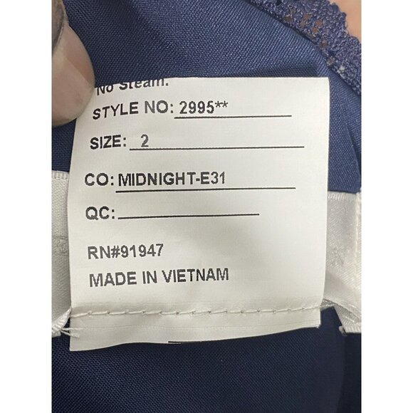 DESSY COLLECTION Halter Criss Cross Open-back Lace Trumpet Gown Navy Size 2 - Picture 8 of 9